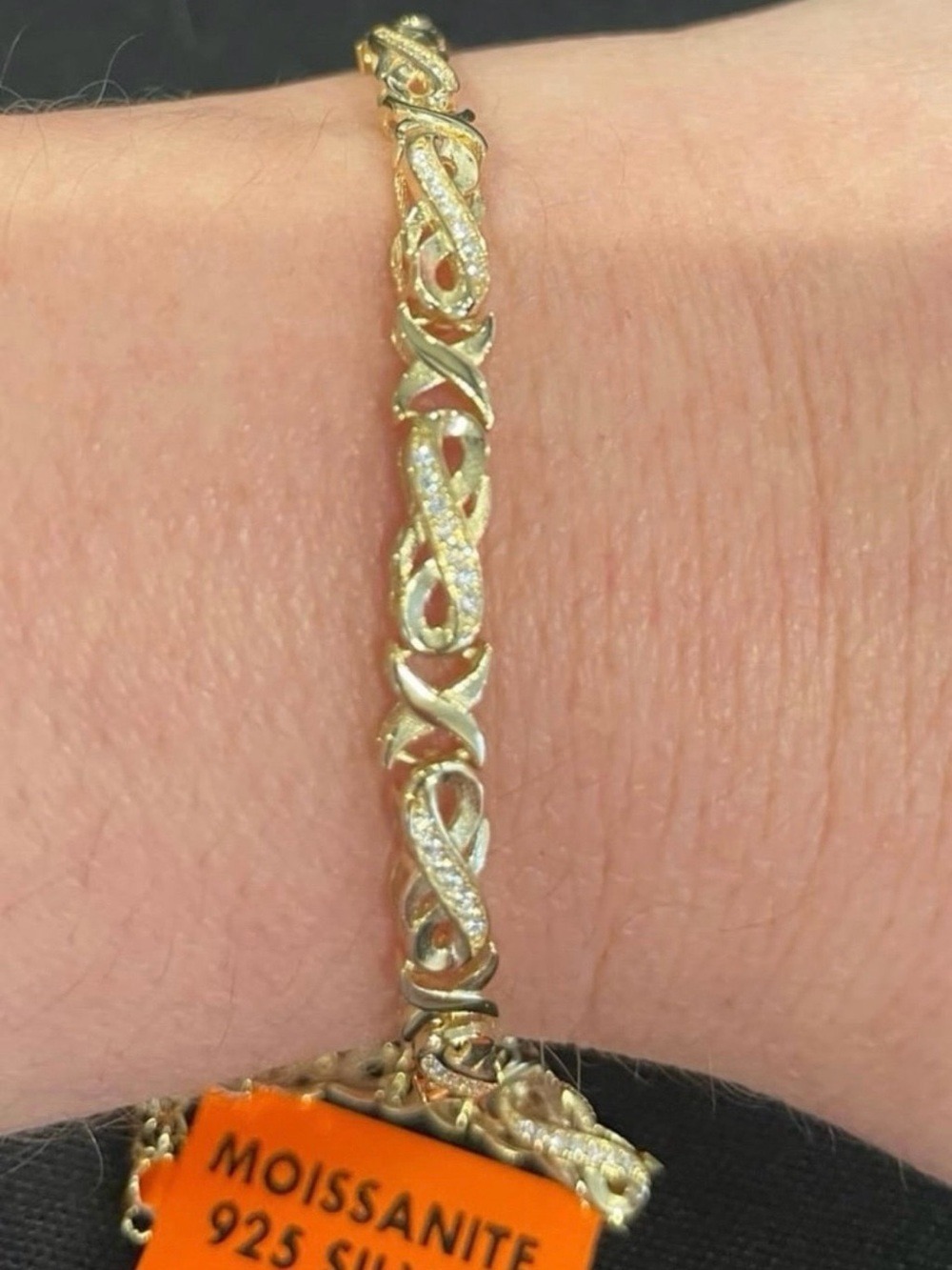 1.00ctw 8” Moissanite 18k gold over 925 silver adjustable bracelet